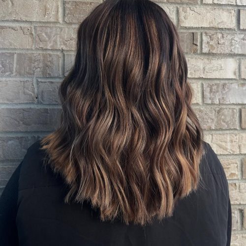 Ash Brunette Balayage Lob in Alpine Township Hair Salon