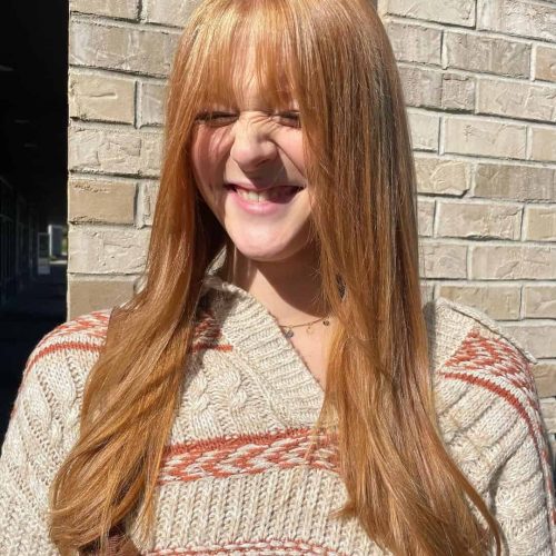 Golden Strawberry Blonde Bob with Face Framing in Walker Michigan